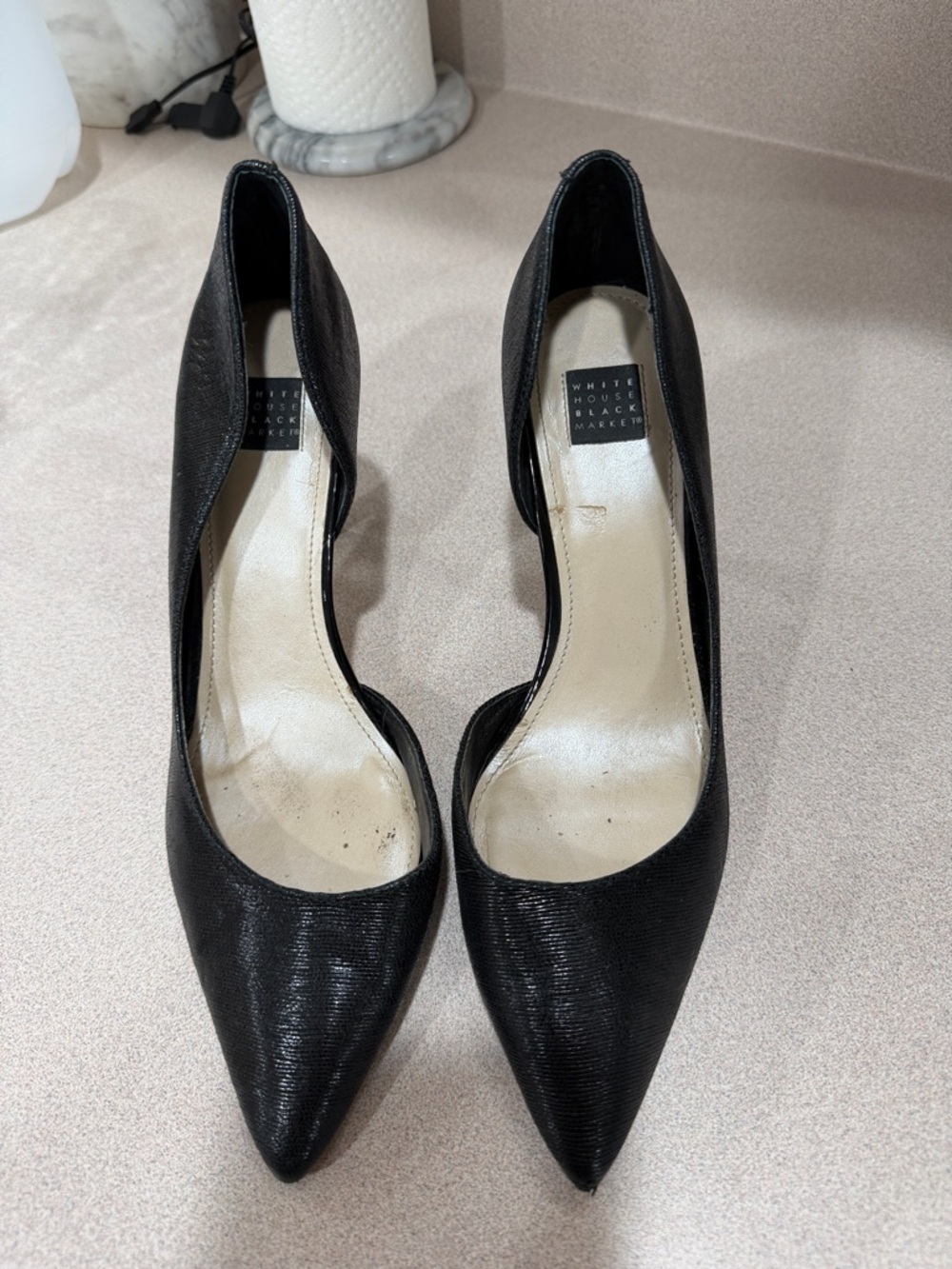 White House Black Market Black Pointed-Toe D'Orsay Pumps